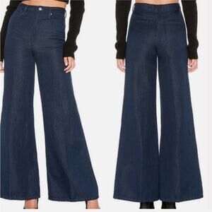 We The Free Wide Leg Jeans Women’s 28 Blue Cotton Linen Super High Rise Hippie